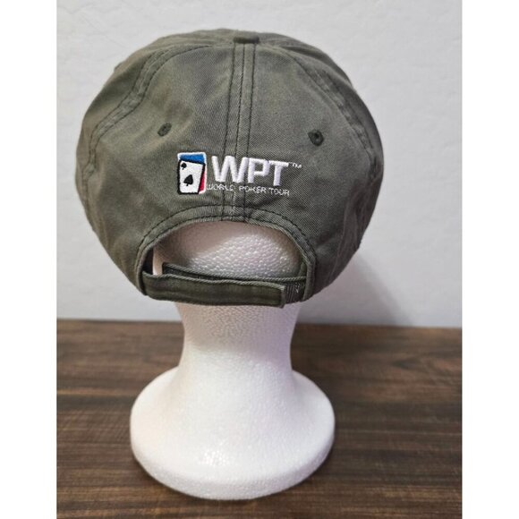 Big Nuts Texas Hold Em Adjustable Baseball Cap WPT Logo Olive Green Cotton Hat - Picture 6 of 11
